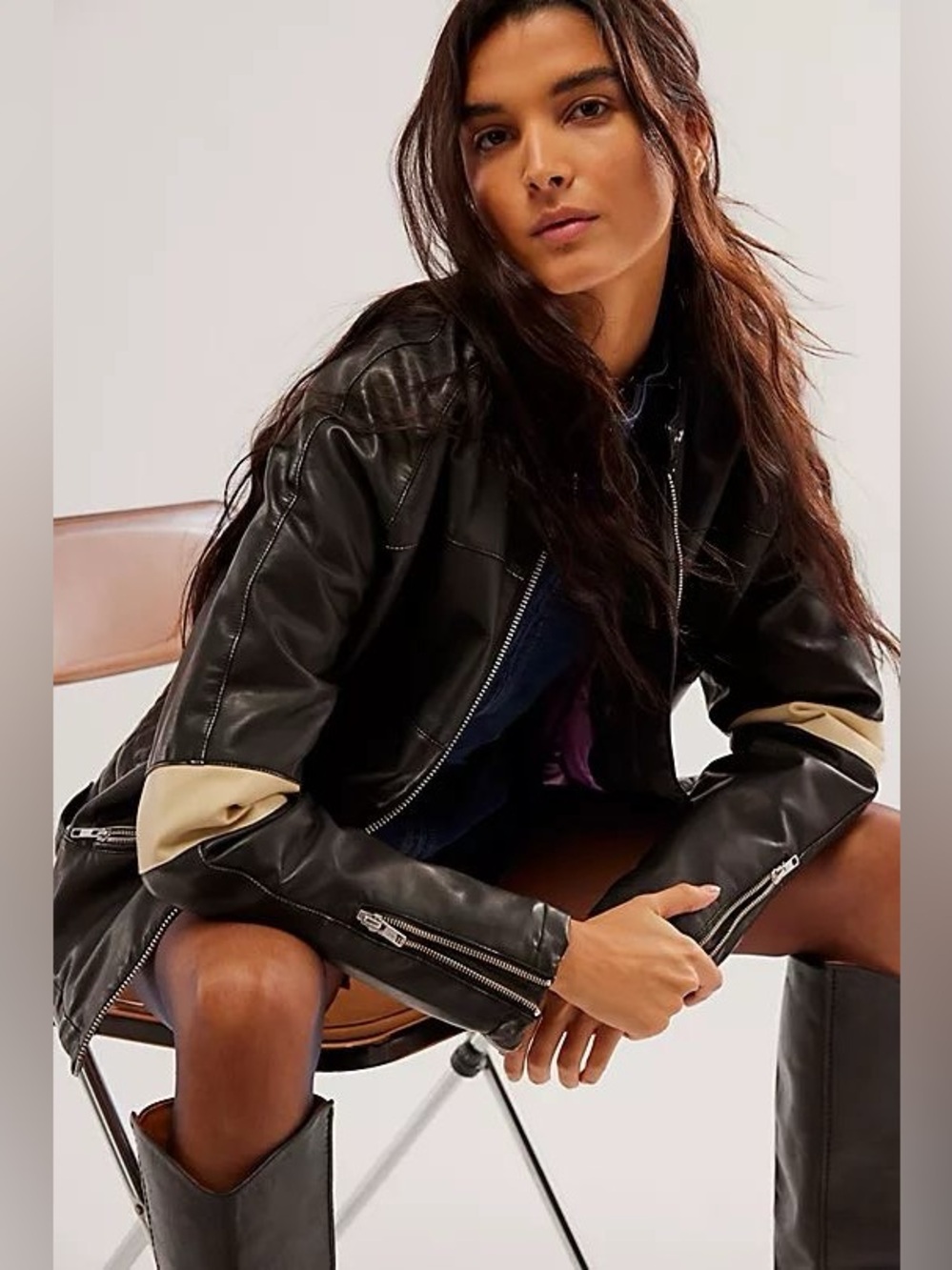 EUC Free People We The Free Ryder Sport Moto Vegan Leather Jacket Small in Black